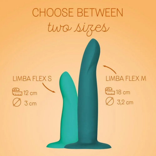 Fun Factory Limba Flex M - Гибкий силиконовый фаллоимитатор, 17х3 см, (зеленый) - sex-shop.ua
