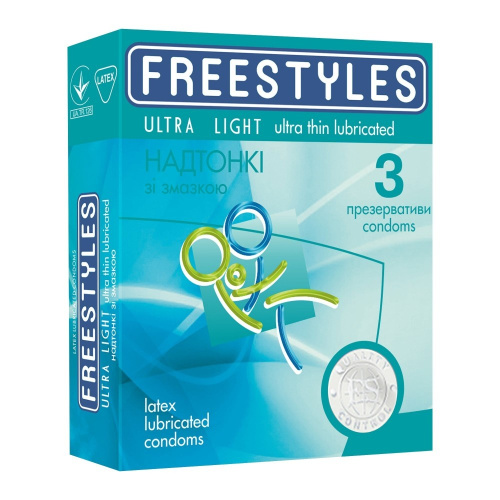 Freestyles Ultra Light - Ультратонкие презервативы с увлажнением, 3 шт - sex-shop.ua