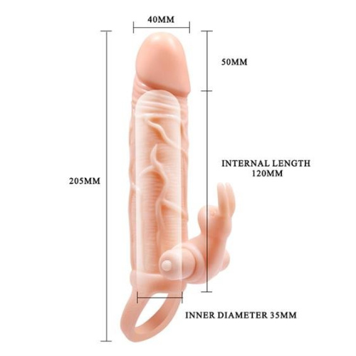 LyBaile - Pretty Love Brave Man Vibro Extension flesh - удлиняющая насадка на член, +5 см (телесный) - sex-shop.ua