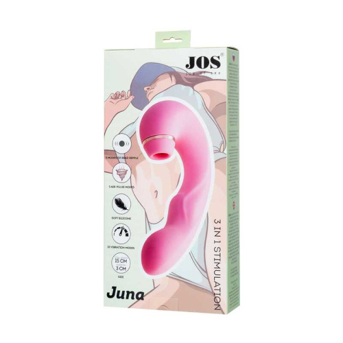 JOS Juna - вібратор для точки G та вакуумний стимулятор клітора, 15х3.5 см (рожевий) - купити в Україні | Секс шоп SEX-SHOP.ua