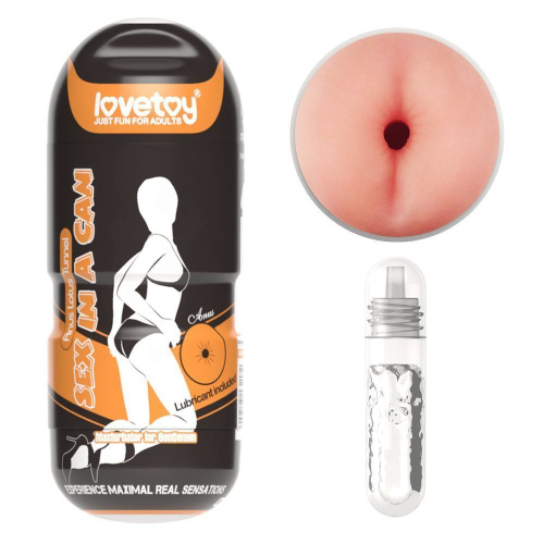 LoveToy Sex In A Can Anus Lotus Tunnel - мастурбатор анус без вибрации в тубусе, 16х6.5 см (телесный)