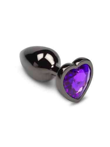 Пикантные Штучки - Маленькая графитовая анальная пробка с кристаллом в виде сердечка, 6Х2,5 см (фиолетовый) - sex-shop.ua