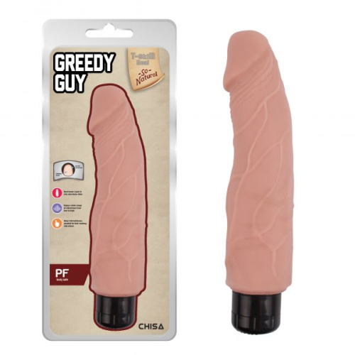T-skin ReaL Greedy Guy - Вибратор, 24х5.6 см (телесный) - sex-shop.ua