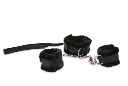 Пикантные Штучки - Комплект для бондажа: ошейник и наручники (черные) - sex-shop.ua