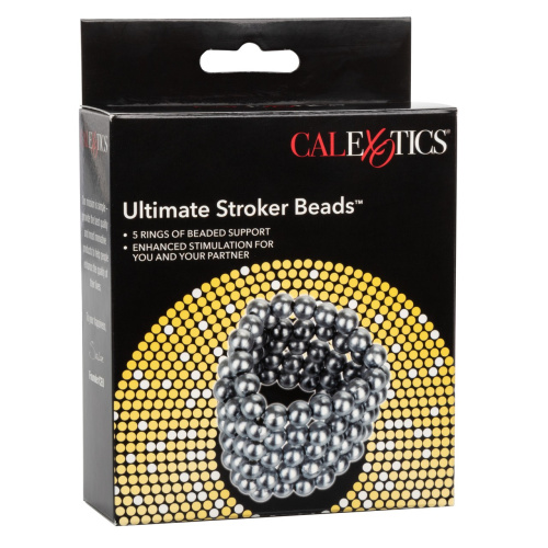 California Exotic Novelties Ultimate Stroker Beads - Насадка на член из бусин, 3.8х3.8 см (серебристый) - sex-shop.ua