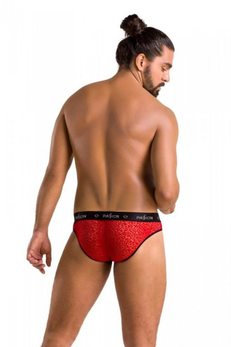Passion - 031 SLIP MIKE red - Мужские трусы с леопардовым принтом, S/M