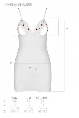 Passion - Lovelia Chemise - Сорочка с вырезами, S/M (белая)
