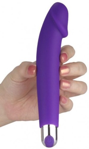 LoveToy - Rechargeable Ijoy Silicone Dildo - Вибратор для точки G, 16.5х2.8 см (фиолетовый)