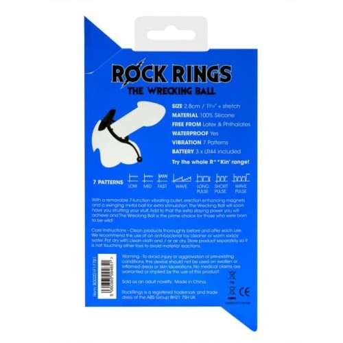 Rock Rings The Wrecking Ball Black - віброкільце з кулькою, 12х2.8 см (чорний) - купити в Україні | Секс шоп SEX-SHOP.ua