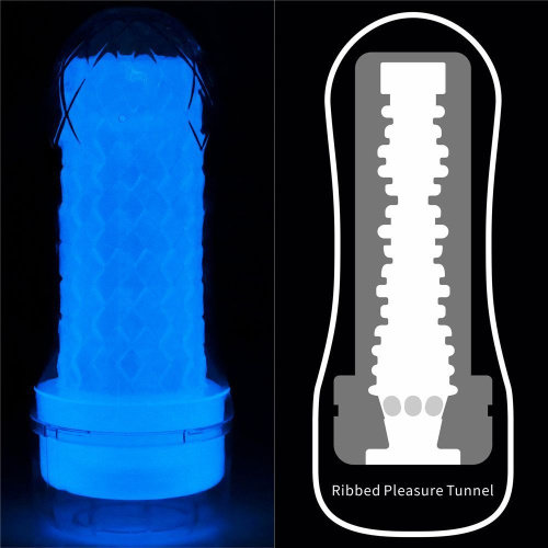 LoveToy Lumino Play Masturbator Crystal Ribbed - мастурбатор, светящийся в темноте, 20.5х8 см (прозрачный)