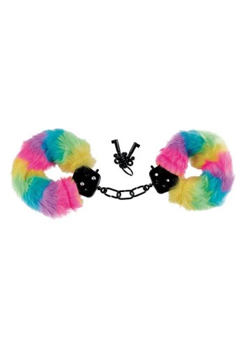 Pipdream Pride Play Set - Меховые наручники и маска на глаза