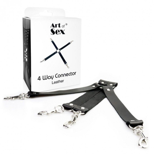 Art of Sex - 4 Way Connector - Хрестовина з натуральної шкіри
