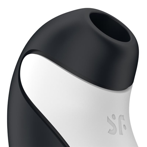 Satisfyer Orca - Вакуумний стимулятор клитора с вибрацией, 11.5 см (чёрный с белым) - sex-shop.ua