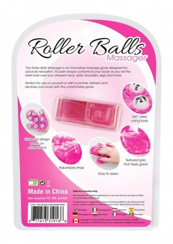 Simple & True Roller Balls Massager - Перчатка для массажа, 14х11 см (розовый) - sex-shop.ua