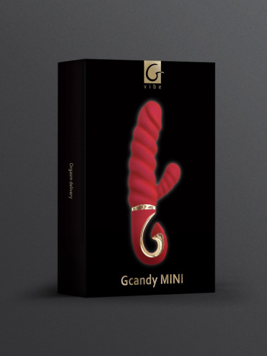 Gvibe Gcandy Mini - Витой вибратор с клиторальным стимулятором, 12х3.7 см (красный) - sex-shop.ua