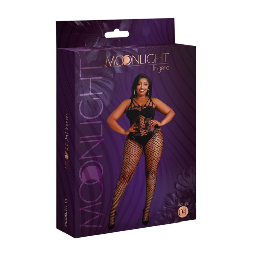 Боди Moonlight Plus Model 04 - ажурный бодистокинг, XL/XXXL (чёрный)