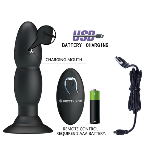 Pretty Love RC Vibrating Butt Plug анальная пробка с вибрацией и эффектом римминга, 13.5х3.5 см
