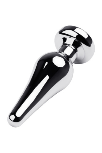 TOYFA Metal Silver anal plug - серебристая анальная пробка с кристаллом, 9х4 см (прозрачный)