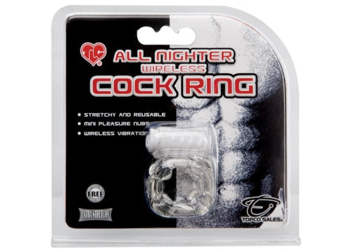 Topco Sales All Nighter Wireless Cock Ring - виброкольцо, 5х3 см (прозрачный) - sex-shop.ua