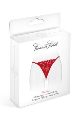 Fashion Secret Venusina Red - Трусики-стринги с жемчужной ниткой, S-L (красные) - sex-shop.ua