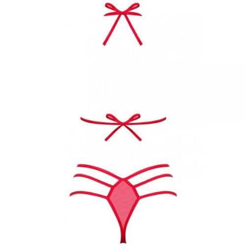 Obsessive Giftella set - эротический комплект белья, L/XL (красный)