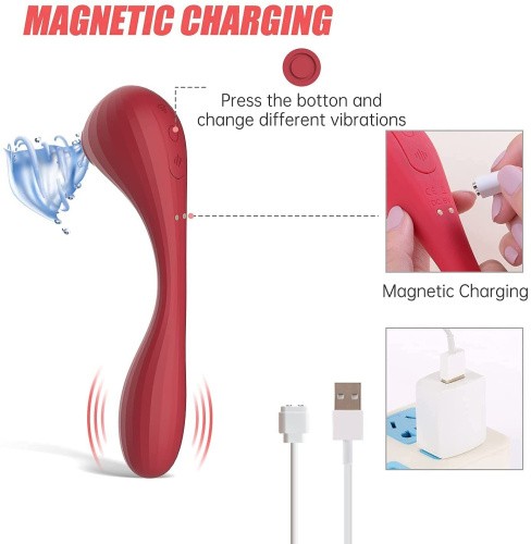 Magic Motion Bobi Red - вакуумний вагінально-кліторальний стимулятор з керуванням зі смартфона, 20х3.3 см (червоний)