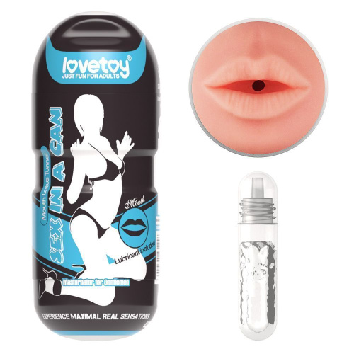LoveToy Sex In A Mouth Stamina Tunnel - мастурбатор ротик для тренування витривалості, 16х6.5 см (тілесний)