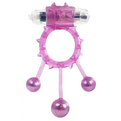 Linx Ball Banger Cock Ring Purple - виброкольцо с шариками, 9.5х2.8 см (розовый)