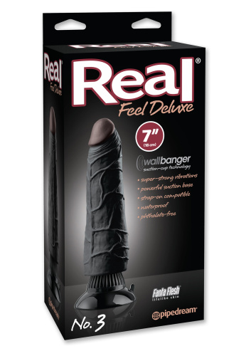 Pipedream Real Feel Deluxe №3 - Вибратор, 18.5х5.3 см (чёрный)