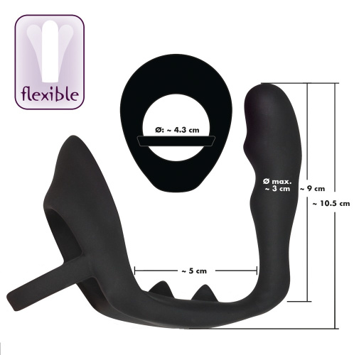 Black Velvets Ring & plug - Стимулятор простаты с эрекционным кольцом, 10,5 см (черный) - sex-shop.ua
