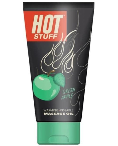 Topco Sales Hot Stuff Warming Oil Green Apple - массажное масло на водной основе с ароматом яблока, 177 мл - sex-shop.ua