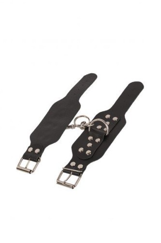 sLash Leather Hand Cuffs Black - кожаные наручники, 23 см (чёрный)