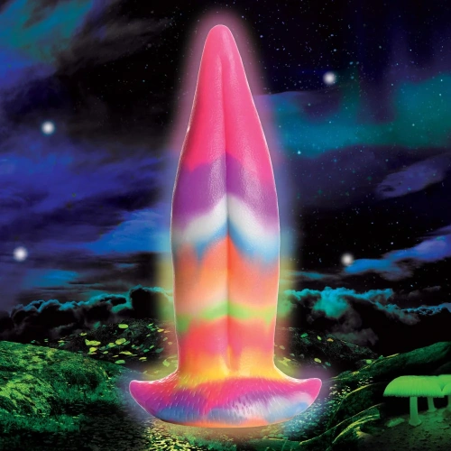 Creature Cocks Unicorn Kiss Glow-in-the-Dark Dildo - фантазийный светящийся в темноте фаллоимитатор язык Единорога, 21.3х5.8 см (радужный) - sex-shop.ua