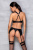Passion Hima Set - Сетчатый набор с узором: бюстгальтер с халтером, трусики и пояс для чулок, S/M (чёрный)