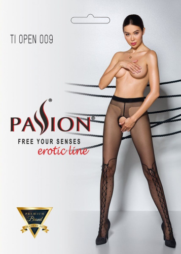 Passion Tiopen 009 - Колготки з відкритим доступом, 1/2 (чорний) - купити в Україні | Секс шоп SEX-SHOP.ua
