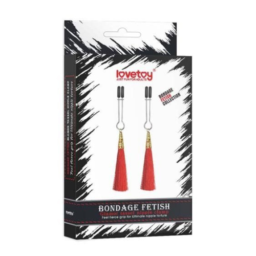LoveToy - Glamor Tassel Nipple Clamp Red - Затискачі для сосків з пензликами (червоний) - купити в Україні | Секс шоп SEX-SHOP.ua