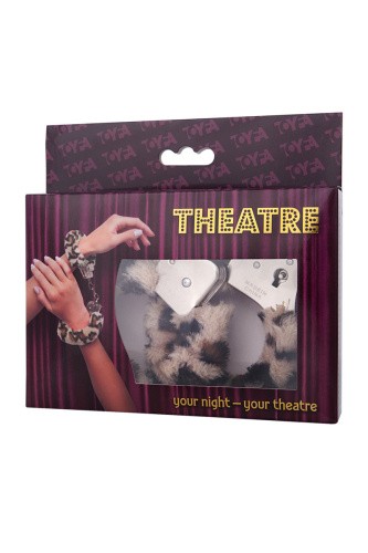 Toyfa Theatre - Наручники с мехом леопардовые, 28 см - sex-shop.ua