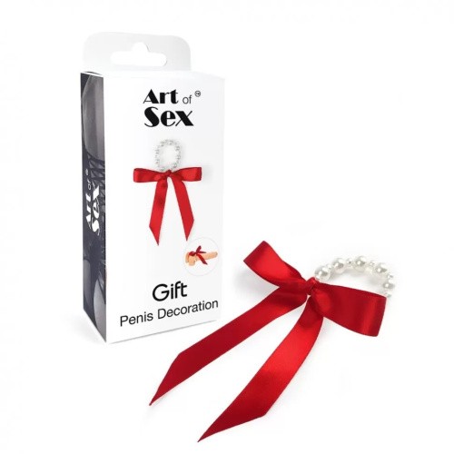 Art of Sex Gift - Украшение на пенис с жемчугом "Подарок", (белый) - sex-shop.ua