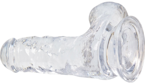 Addiction Crystal Clear Dildo with Balls 6" - Прозрачный фаллоимитатор с присоской, 10.1х3.8 см - sex-shop.ua
