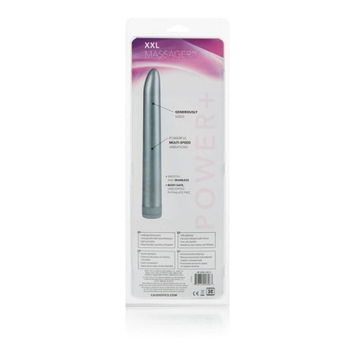 California Exotic Novelties Massager Platinum - Большой пластиковый вибратор XXL, 25х4 см (серебристый)