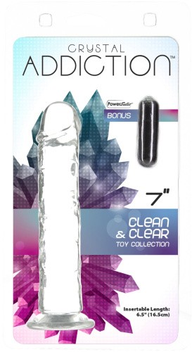Addiction Crystal Vertical Dong 7” прозрачный фаллоимитатор на присоске, 17.78х3.1 см - sex-shop.ua