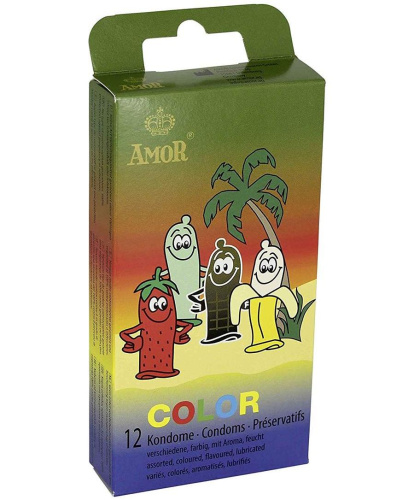 Amor Color - Різнокольорові презервативи, 12 шт