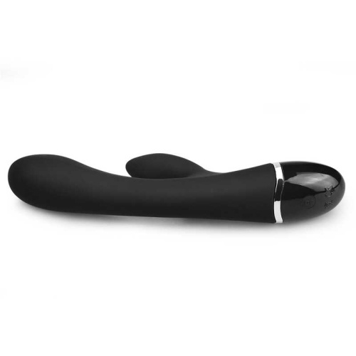 LoveToy O-Sensual Clit Duo Climax - силиконовый вибратор кролик, 21х3.8 см (чёрный)