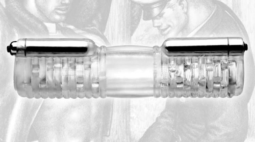 Tom of Finland Head to Head Vibrating Sleeve - Подвійний мастурбатор, 26.7х3.8 см