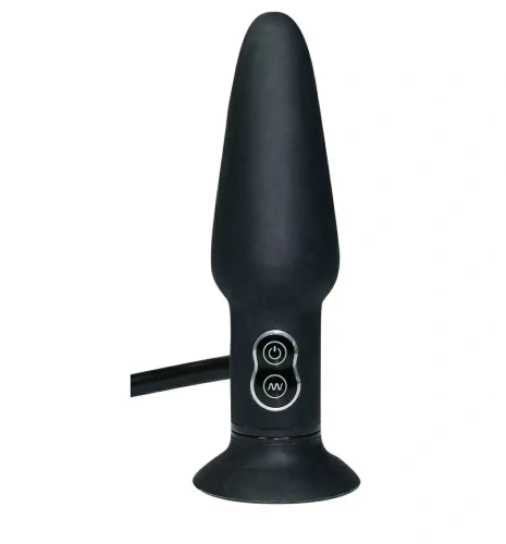 Orion True Black Vibrating Anal Plug надувная анальная пробка с вибрацией, 17х2.6 см - sex-shop.ua