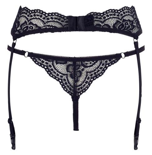 Cotelli Collection String & Suspenders - стринги и пояс для чулок, S (чёрный) - sex-shop.ua