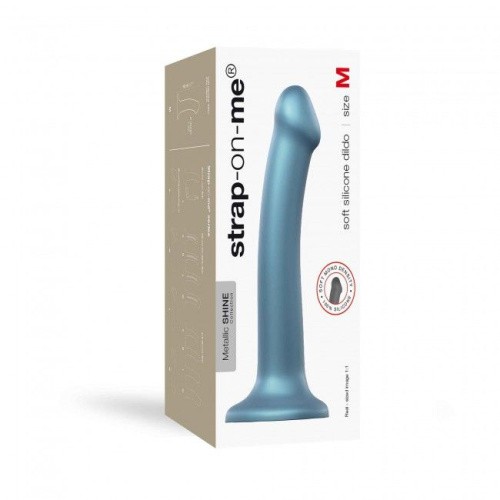 Strap-On-Me Mono Density Dildo, M - Насадка для страпона гибкая, 18х3.3 см., (голубая)