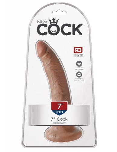 Pipedream King Cock 7 - Фаллоимитатор на присоске, 18х4 см (коричневый) - sex-shop.ua