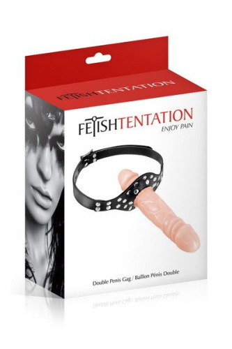 Fetish Tentation Double Penis Gag Flesh - Кляп з подвійним фалоімітатором