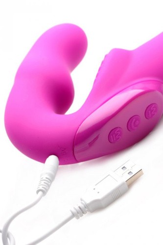 Evoke Rechargeable Vibrating Silicone Strapless Strap On - Безремневой страпон 24.7х4 см (розовый) - sex-shop.ua